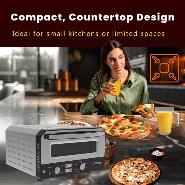 Alt view image 6 of 7 - Equator ELECTRIC PIZZA OVEN Multi Program w/ Baking Stone Countertop 0.5cf 110V