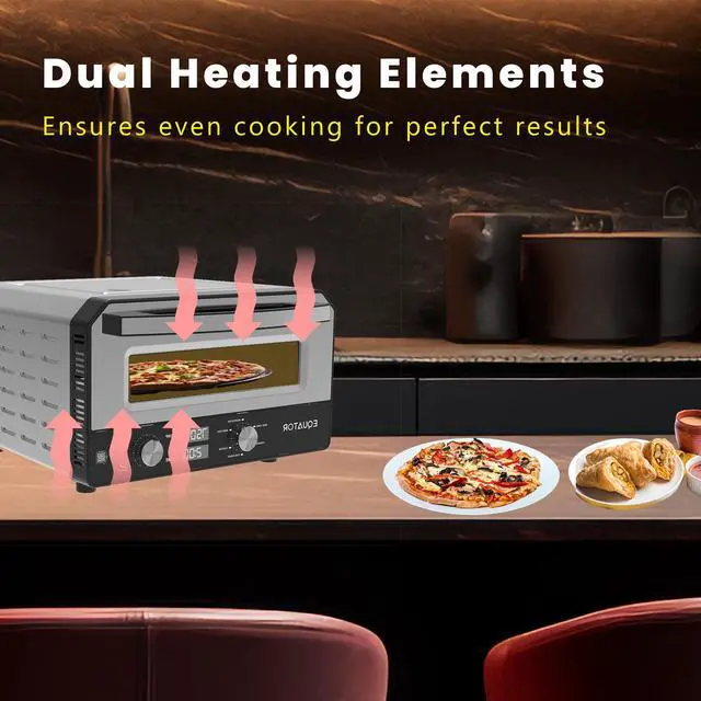Alt view image 7 of 7 - Equator ELECTRIC PIZZA OVEN Multi Program w/ Baking Stone Countertop 0.5cf 110V