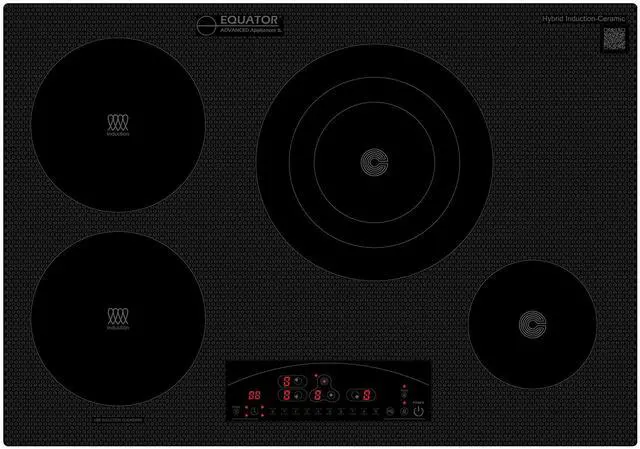 Main image of Equator Design 30" Electric Any Cookware Compatible Induction+Ceramic 4 Burner Cooktop 220V