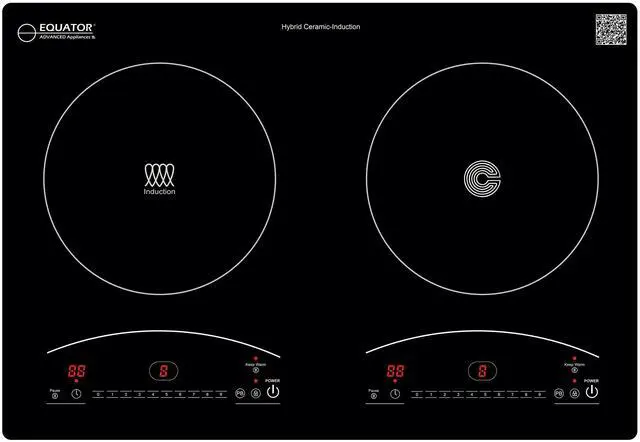 Main image of Equator 20" Electric Any Cookware Compatible Induction+Ceramic 2 Burner Cooktop with 9 Power 110V