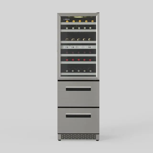 Main image of Equator Connoisseurs Club 3-Zone 84 Bottle Wine/Beverage Refrigerator+2 Drawers 110V with 7 LED lights