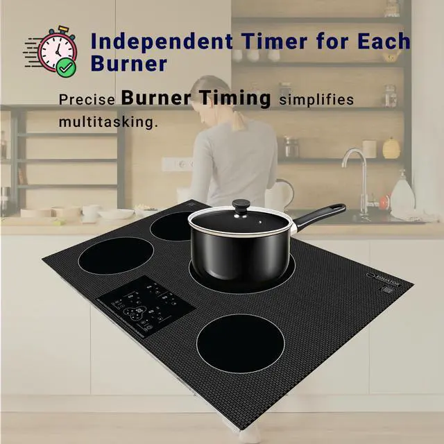 Alt view image 3 of 7 - Equator 30" Built-in 4 Burner Induction Cooktop 9 Level POWER BOOST 220V