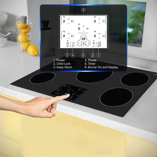 Alt view image 3 of 7 - Equator 36" Built-In 5 Burner Induction Cooktop POWER BOOST Keep Warm 240V/9600W