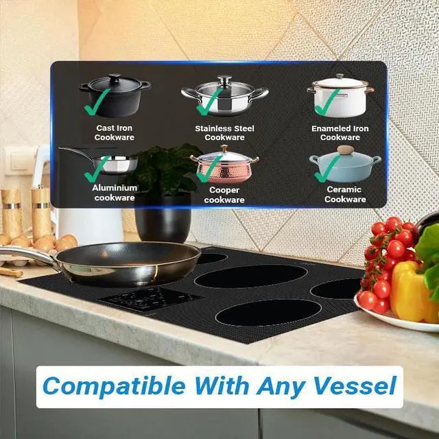 Alt view image 5 of 7 - Equator 36" Built-In 5 Burner Induction Cooktop POWER BOOST Keep Warm 240V/9600W