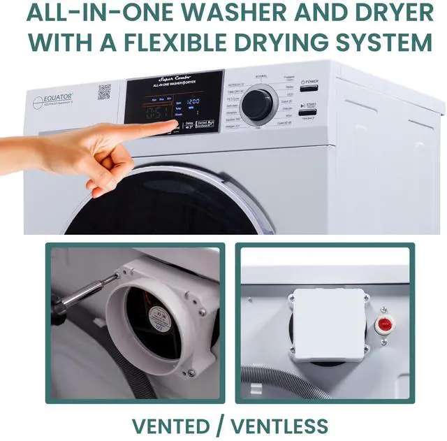 Alt view image 7 of 7 - Equator All-in-One Washer Dryer VENTLESS/VENTED PET cycle 1.62cf/15lbs 110V in White