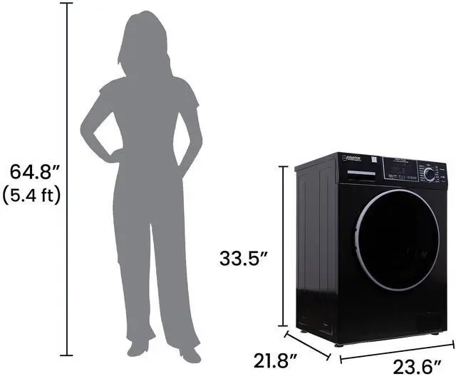 Alt view image 2 of 7 - Equator All-in-One Washer Dryer VENTLESS/VENTED PET cycle 1.62cf/15lbs 110V in Black