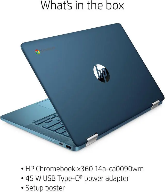 Alt view image 3 of 6 - HP 14" 2-in-1 Convertible Touchscreen HD Chromebook (Intel Celeron N4020 Processor, 4 GB LPDDR4-2400 SDRAM, 64 GB eMMC, Intel UHD Graphics 600, Chrome OS, Teal)
