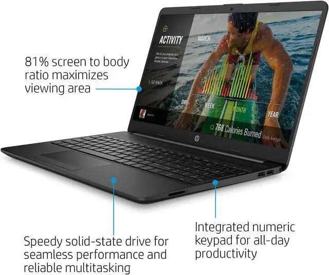 Alt view image 4 of 6 - HP 15.6" FHD (1920x1080) IPS Laptop, Intel Celeron N4020 Dual-Core Processor, 4GB DDR4 RAM, 128GB SSD, Black, Windows 10 Home in S mode plus Microsoft Office 365 1-Year Personal subscription