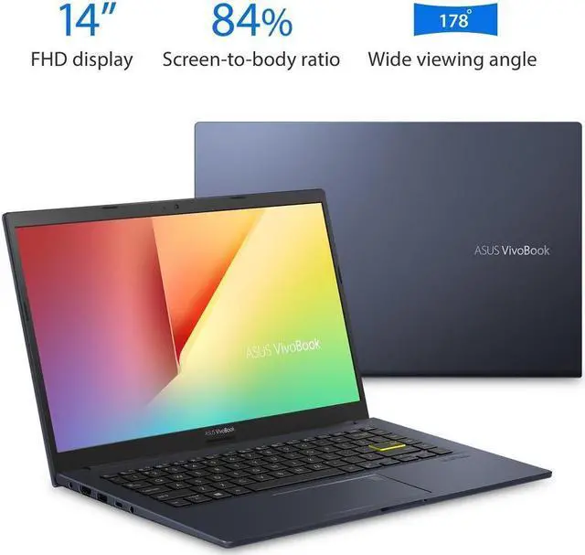 Alt view image 3 of 6 - (Refurbished) ASUS VivoBook M413 Thin & Light 14 FHD (1920x1080) Laptop (AMD Ryzen 5 3500U Processor, 8GB DDR4 RAM, 256GB SSD, Backlit Keyboard, Fingerprint Reader, Windows 10 Home, Bespoke Black)