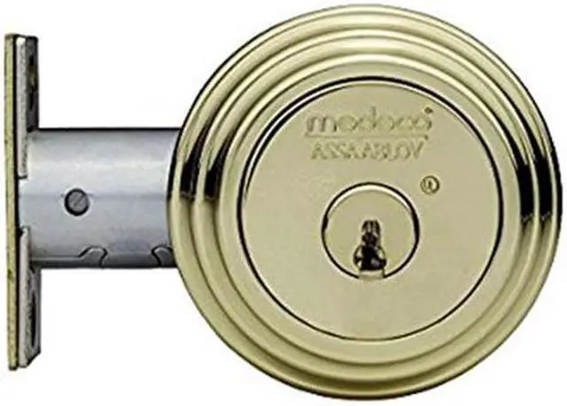 Main image of Medeco Maxum 11-R603-605-00 Bright Brass 605 Grade 1 Single Cylinder Tubular Deadlock Deadbolt With 2-3/8" Backset And 1" Faceplate, High Security Original 00 Keyway