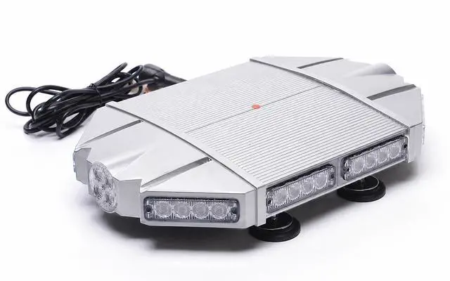 Main image of 18" Silver Rooftop TIR 3W LED Light Bar Warning Strobe 40 LEDs with Magnetic Base