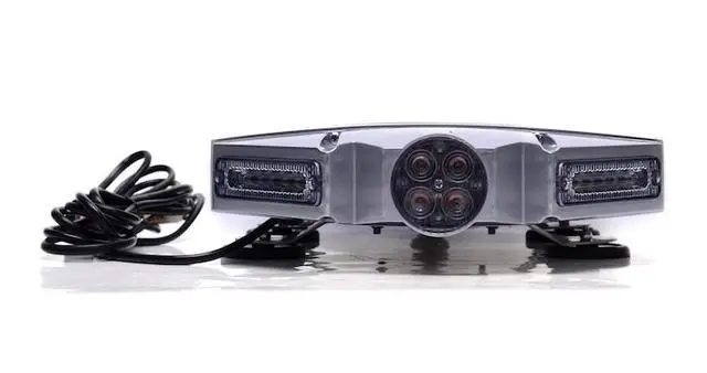 Alt view image 3 of 7 - 18" Silver Rooftop TIR 3W LED Light Bar Warning Strobe 40 LEDs with Magnetic Base