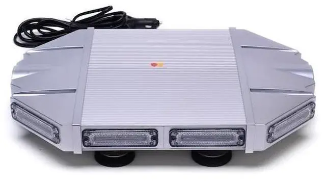 Alt view image 2 of 7 - 18" Silver Rooftop TIR 3W LED Light Bar Warning Strobe 40 LEDs with Magnetic Base