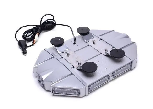 Alt view image 6 of 7 - 18" Silver Rooftop TIR 3W LED Light Bar Warning Strobe 40 LEDs with Magnetic Base