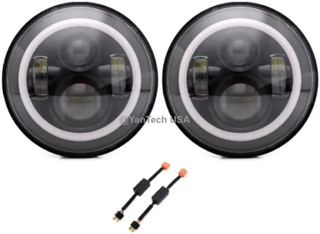 Main image of 2 x 7" Round LED Headlights DRL&High/Low Beam For Jeep Wrangler JK TJ LJ CJ Hummer