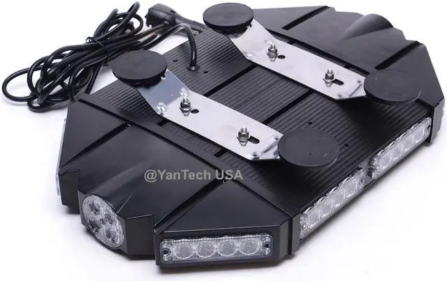 Alt view image 4 of 7 - 18" Black Hawk Rooftop TIR LED Light Bar Warning Strobe 40 LEDs with Magnetic Base