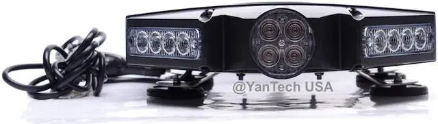 Alt view image 3 of 7 - 18" Black Hawk Rooftop TIR LED Light Bar Warning Strobe 40 LEDs with Magnetic Base