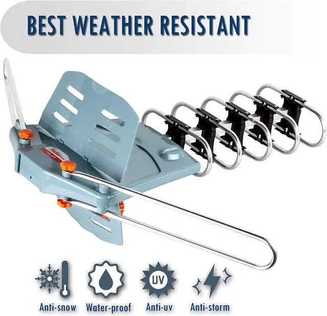 Alt view image 4 of 7 - FiveStar [Newest 2020] HDTV Antenna Amplified Digital Outdoor Antenna 150 Miles Range, 360 Degree Rotation Wireless Remote, with 40FT RG6 Coax Cable Installation Kit and Mounting Pole 5 TVs