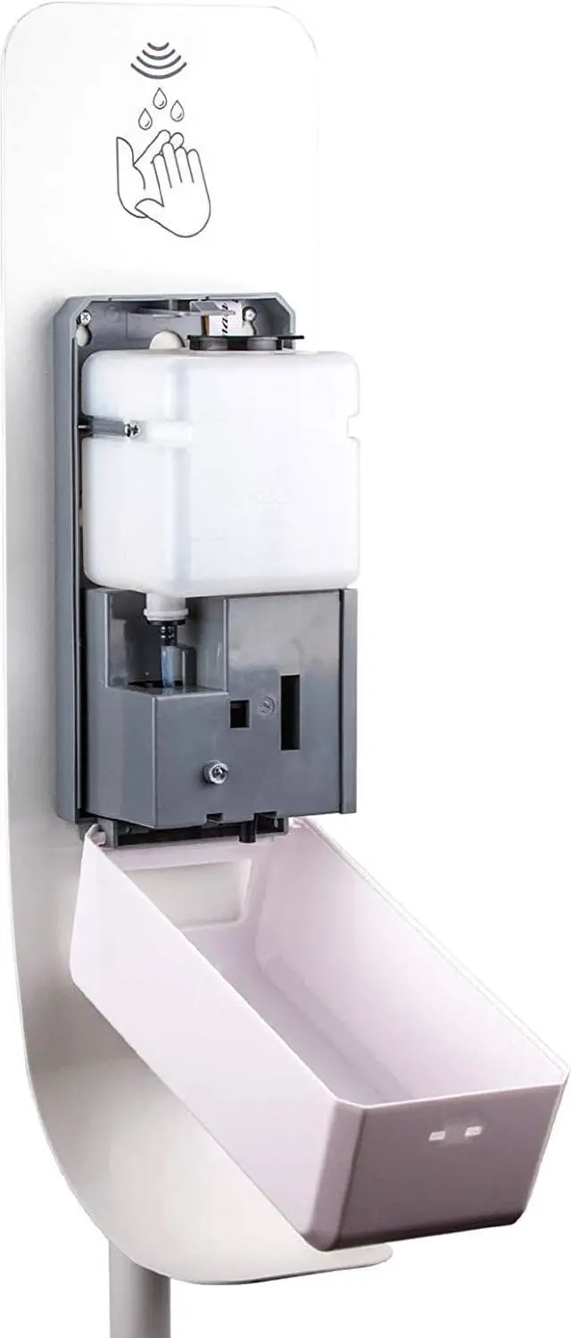 Alt view image 5 of 6 - Roman Giardino Hand Sanitizer Dispenser Steel Floor Stand Drip Catcher Touchless Auto Sensor Refillable 1000ml Bottle - Portable