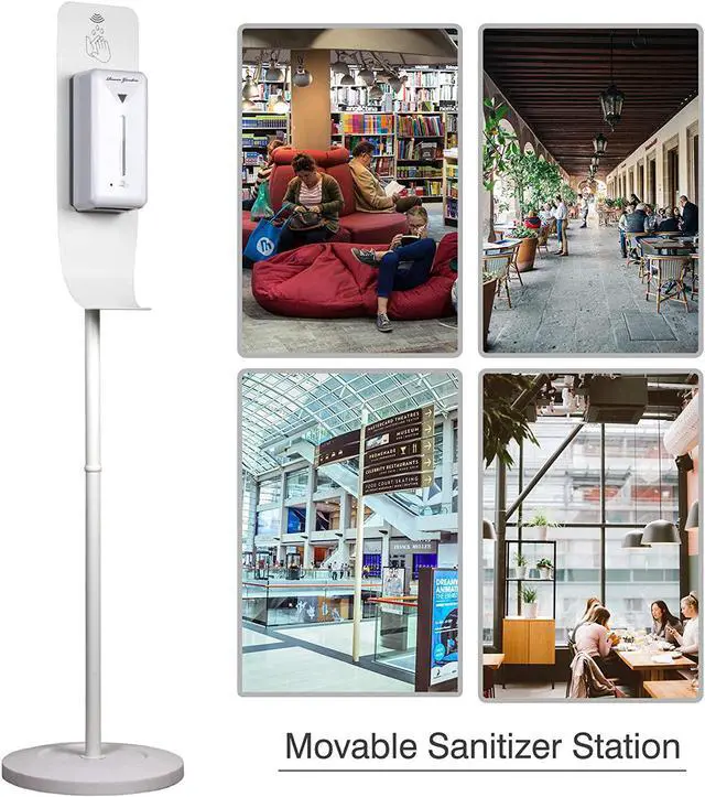 Alt view image 4 of 6 - Roman Giardino Hand Sanitizer Dispenser Steel Floor Stand Drip Catcher Touchless Auto Sensor Refillable 1000ml Bottle - Portable