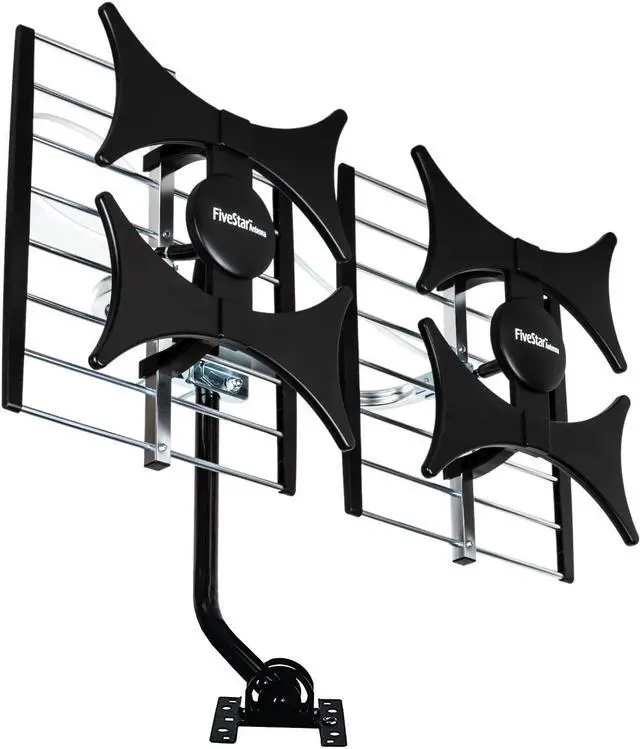 Alt view image 2 of 7 - [Newest 2021] Five Star Multi-Directional 4V HDTV Amplified Antenna - up to 200 Mile Range, UHF/VHF, Indoor, Attic, Outdoor, 4K Ready 1080P FM Radio w/ 40ft RG6 coaxial Cable, Mounting Pole, kit