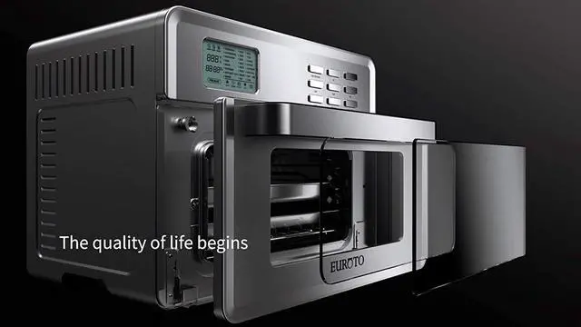 Alt view image 2 of 5 - EUROTO Stainless Steel Large Capacity 26.4qt Air Fryer Oven, 24 in 1 Multi-function 360 Air Circulation Toaster Oven LCD digital Display Glass Window 4 Layer Shelves Included Oven Gloves & Apron