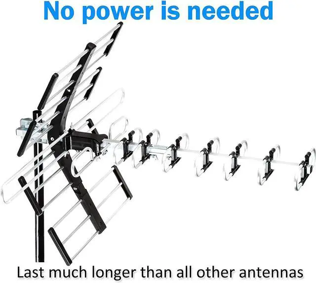 Alt view image 4 of 7 - Five Star Outdoor HDTV Antenna up to 200 Mile Long Range, Attic or Roof Mount TV Antenna, Long Range Digital OTA Antenna for 4K 1080P VHF UHF Includes J Mount, 40 ft. RG6 Coaxial Cable (No Kit)