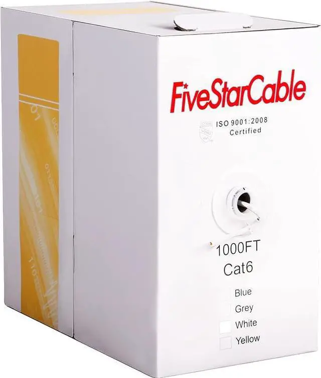 Alt view image 5 of 5 - FiveStarCable Cat6 1000 Ft. 23AWG UTP Bulk Internet PVC Wire Category 6 Ethernet Router Cable  White