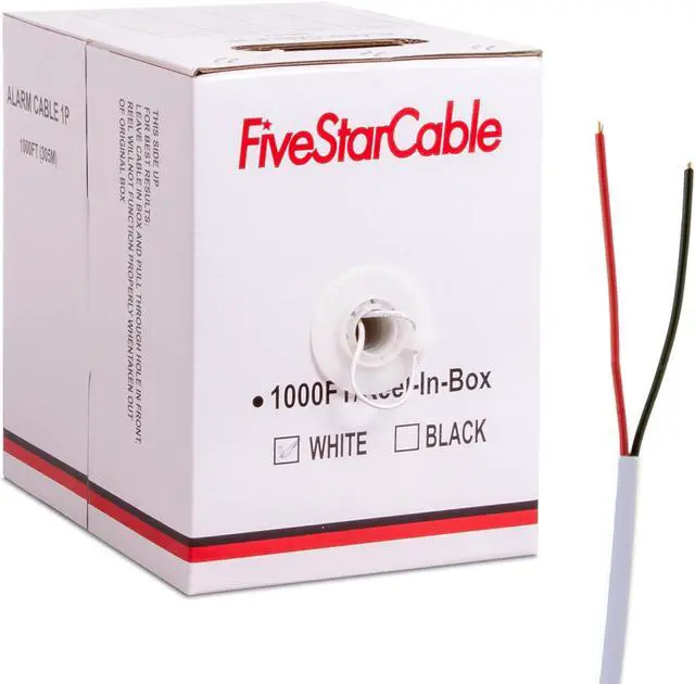 Main image of FiveStarCable 22AWG 2 Conductors 1000 Ft Alarm Wire 22/2 22-2 Security Cable Alarm Bulk Cable White