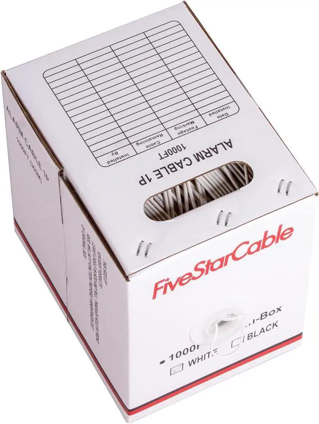 Alt view image 5 of 6 - FiveStarCable 22AWG 2 Conductors 1000 Ft Alarm Wire 22/2 22-2 Security Cable Alarm Bulk Cable White