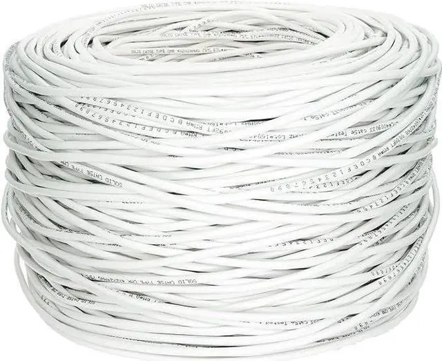 Alt view image 2 of 4 - FiveStarCable 1000 Ft Bulk Cat5e CMR Network Ethernet Router Cable, Solid Bare Copper, Riser Rated Cable, UTP Internet Cable. PVC White, Easy Pull Box