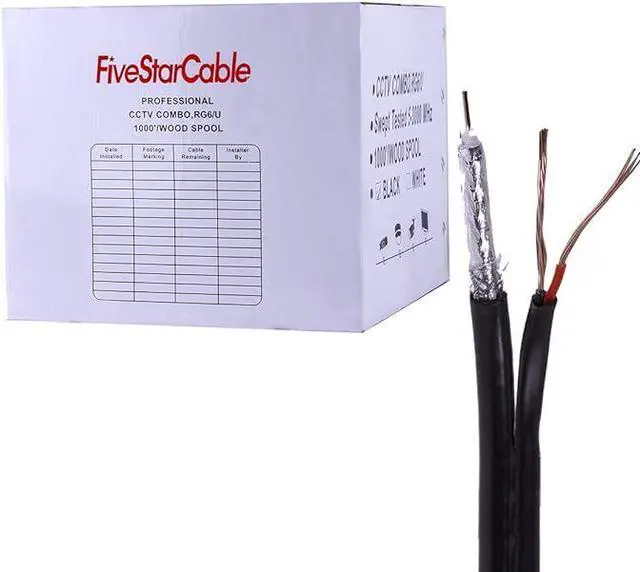 Alt view image 2 of 3 - Five Star ETL Litsted RG6/U Siamese 1000 ft. Coaxial CCTV Cable - Combo RG6/U + 18AWG/2 Power