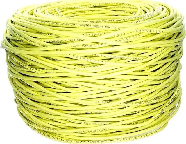 Alt view image 3 of 4 - FiveStarCable 1000 Ft Cat5e CMR Rated Solid Bare Copper Conductor UTP PVC Ethernet Cable - Yellow Color