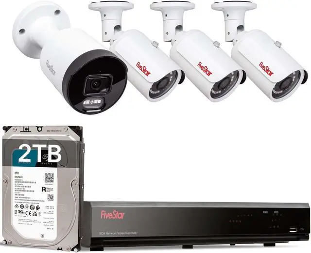 Main image of Five Star 8 Channel PoE IP Ultra-HD Security AI Camera System w/ 2TB HDD