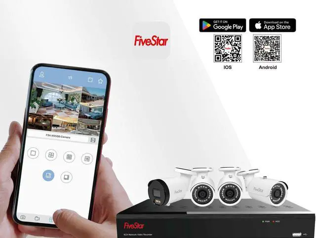 Alt view image 6 of 6 - Five Star 8 Channel PoE IP Ultra-HD Security AI Camera System w/ 2TB HDD