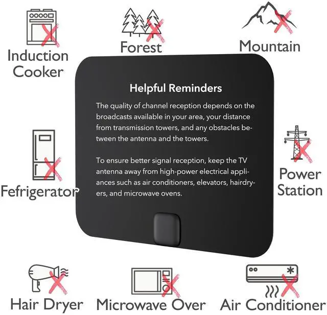 Alt view image 3 of 7 - Five Star Ultra Thin Amplified Indoor HDTV Antenna  High-Performance Digital TV Antenna, Powerful Signal Booster, 60 Miles Range, NEXTGEN TV, Supports 4K 1080P HD for Local Channels,