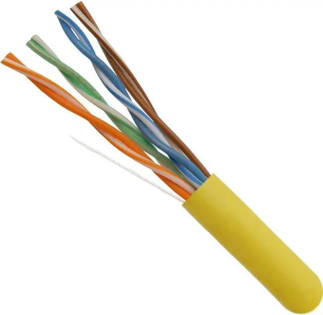 Alt view image 4 of 4 - FiveStarCable 1000 Ft Cat5e CMR Rated Solid Bare Copper Conductor UTP PVC Ethernet Cable - Yellow Color