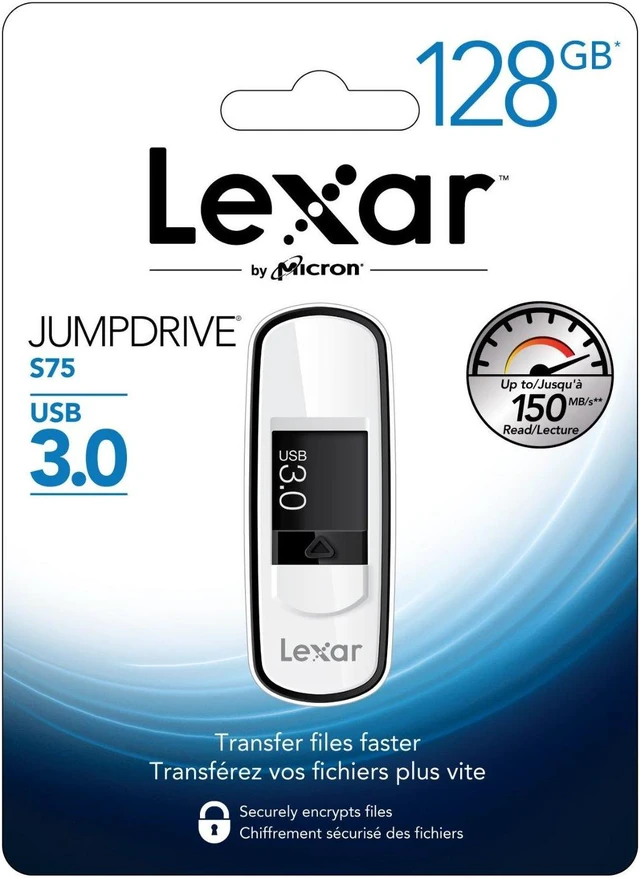 Alt view image 7 of 11 - Lexar JumpDrive S75 128GB USB 3.0 Flash Drive 256bit AES Encryption