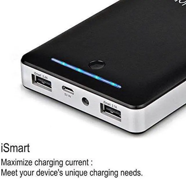 Alt view image 8 of 9 - RAVPower 3rd Gen Deluxe 13000mAh External Battery Portable Dual USB Charger 4.5A Output Power Bank. iSmart(tm) Broad Compatibility. For iPhone 6 6 plus 5S 5C 5 4S, iPad Air, Galaxy S5 S4 S3(Black)