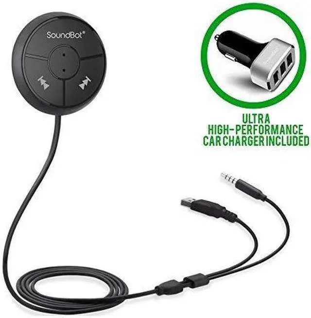 Alt view image 4 of 10 - SoundBot SB360 25.5W Bluetooth 4.0 Car Kit Hands-Free Wireless Talking & Music Streaming Dongle w/ High-Performance USB Car Charger + Magnetic Mounts + Built-in 3.5mm Aux Cable
