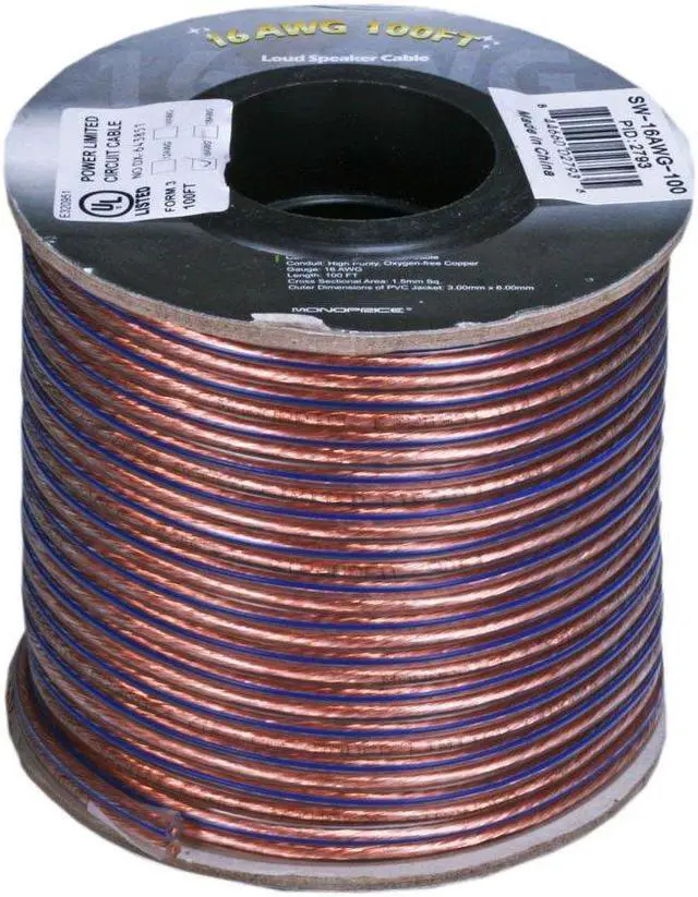 Alt view image 2 of 5 - Monoprice 2793 Choice Series 16AWG Oxygen-Free Pure Bare Copper Speaker Wire, 100ft
