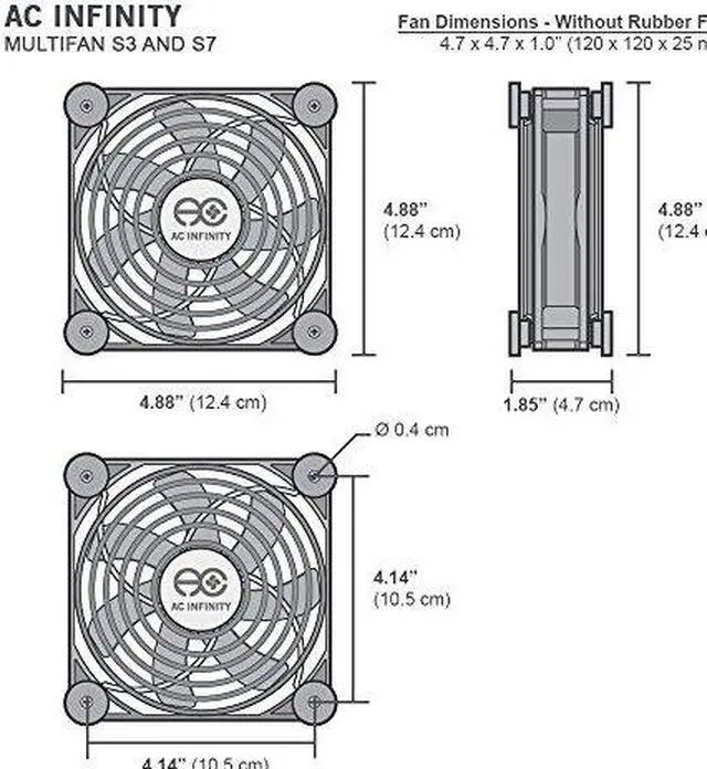 Alt view image 8 of 20 - AC Infinity MULTIFAN S7, Quiet Dual 120mm USB Fan for Receiver DVR Playstation Xbox Computer Cabinet Cooling