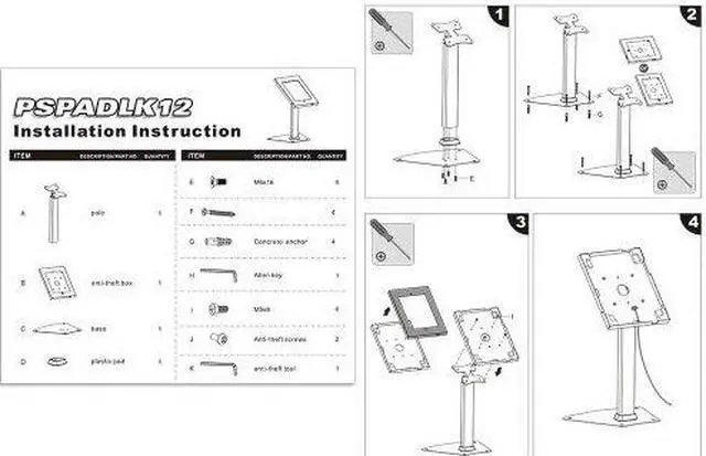 Alt view image 3 of 7 - PyleHome - Tamper-Proof Anti-Theft iPad Kiosk Safe Security Desk Table Stand, Holder, Public Display Case with Cable Management for iPads 2/3/4
