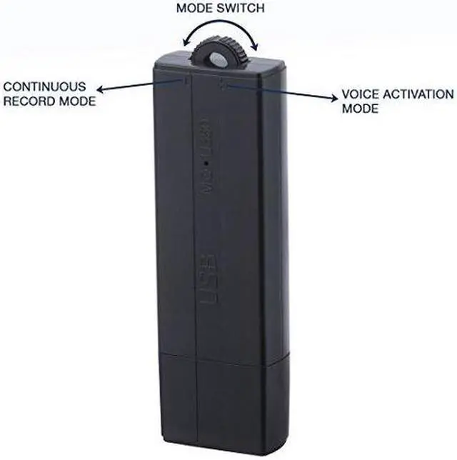 Alt view image 6 of 8 - RecorderGear FD50 USB Flash Drive Voice Recorder 8GB, Audio Activated With 25-Day Battery, Time/Date Stamp, Records While Plugged In, Dual Recording Mode Switch