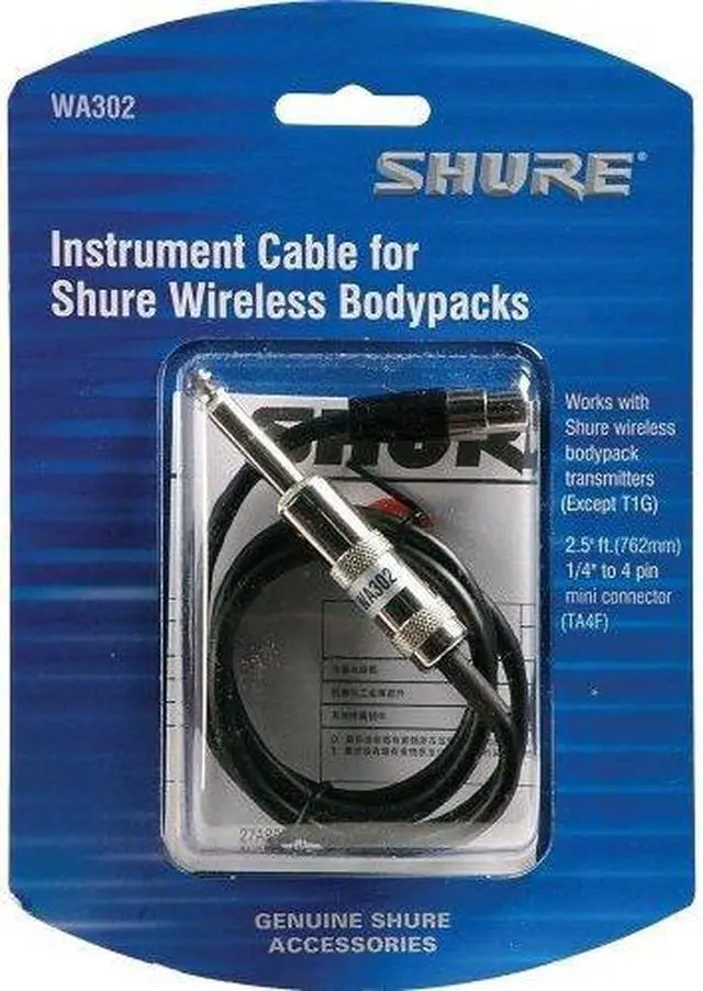 Alt view image 6 of 16 - Shure WA302 Instrument Cable for Body-Pack Transmitters, 2'