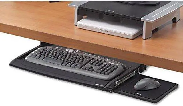 Main image of Fellowes Deluxe Keyboard Drawer With Soft Touch Wrist Rest - 2.5-Inch  x 30.8-Inch  x 14-Inch  - Black, Silver