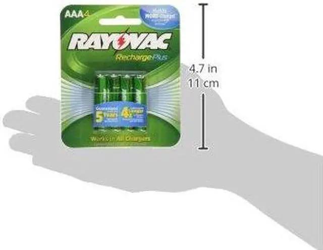 Alt view image 6 of 9 - Rayovac Platinum Rechargeable NiMH Batteries, AAA, 4 per Pack