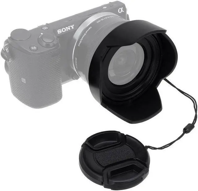 Main image of Fotodiox Lens Hood Kit for Sony E PZ 16-50mm F3.5-5.6 OSS E-Mount Power Zoom Lens, Tulip Flower Hood with Cap For Sony Kit Lenses