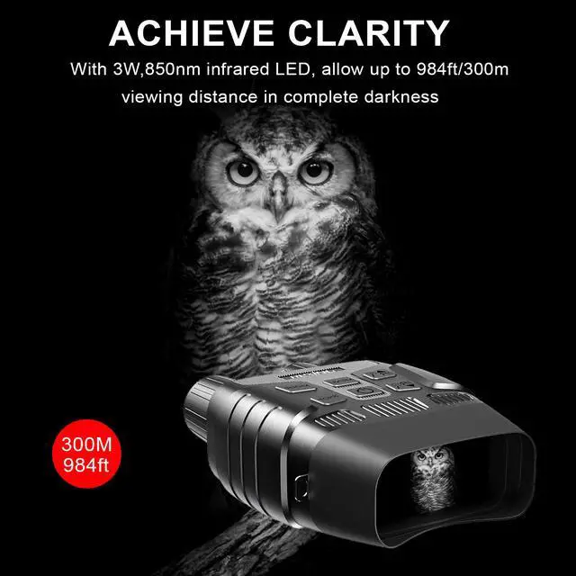 Alt view image 3 of 6 - Rexing B1 Night Vision Goggles Binoculars with LCD Screen, Infrared (IR) Digital Camera, Dual Photo + Video Recording for Spotting, Hunting, Tracking up to 300 Meters