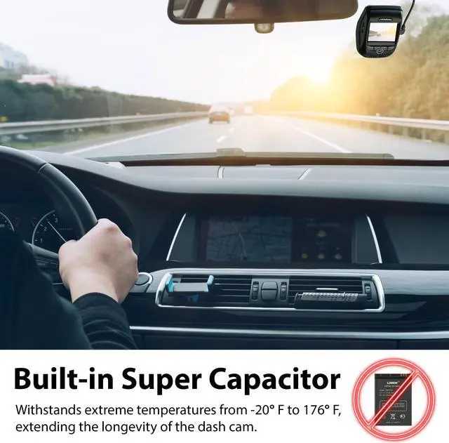 Alt view image 3 of 7 - Rexing V1P 3rd Generation Dual 1080p Full HD Front and Rear 170 Degree Wide Angle Wi-Fi Car Dash Cam with Supercapacitor, 2.4" LCD Screen, G-Sensor, Loop Recording, Mobile App